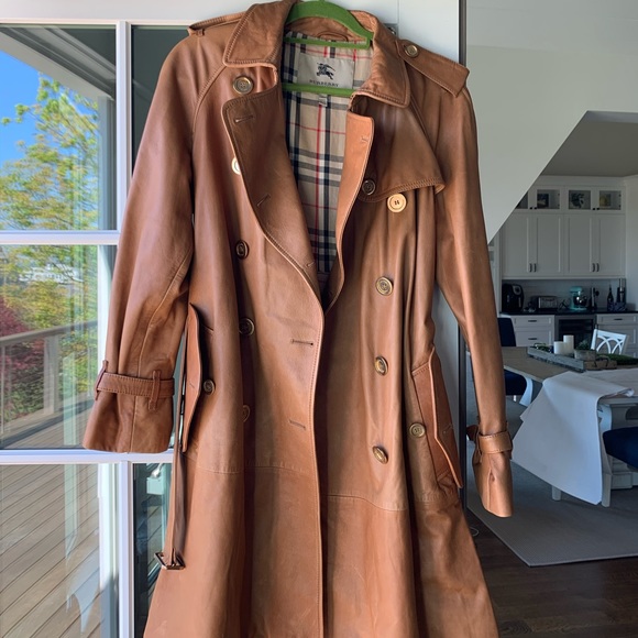Vintage Leather Burberry Trench Coat - Picture 1 of 5